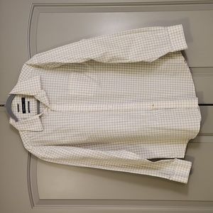 Nautica blue and yellow plaid button up